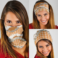 Orange Hawaii Tiare and Shell Lei Neck Gaiter Hawaiian Palaka Luxury Vibes LT14 - Polynesian Pride