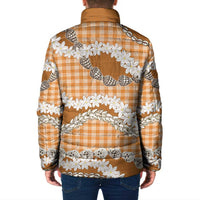 Orange Hawaii Tiare and Shell Lei Padded Jacket Hawaiian Palaka Luxury Vibes LT14 - Polynesian Pride