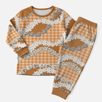 Orange Hawaii Tiare and Shell Lei Christmas Pajama Set Hawaiian Palaka Luxury Vibes - Polynesian Pride