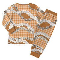 Orange Hawaii Tiare and Shell Lei Christmas Pajama Set Hawaiian Palaka Luxury Vibes - Polynesian Pride