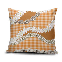 Orange Hawaii Tiare and Shell Lei Pillow Cover Hawaiian Palaka Luxury Vibes - Polynesian Pride