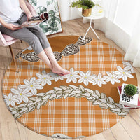 Orange Hawaii Tiare and Shell Lei Round Carpet Hawaiian Palaka Luxury Vibes - Polynesian Pride