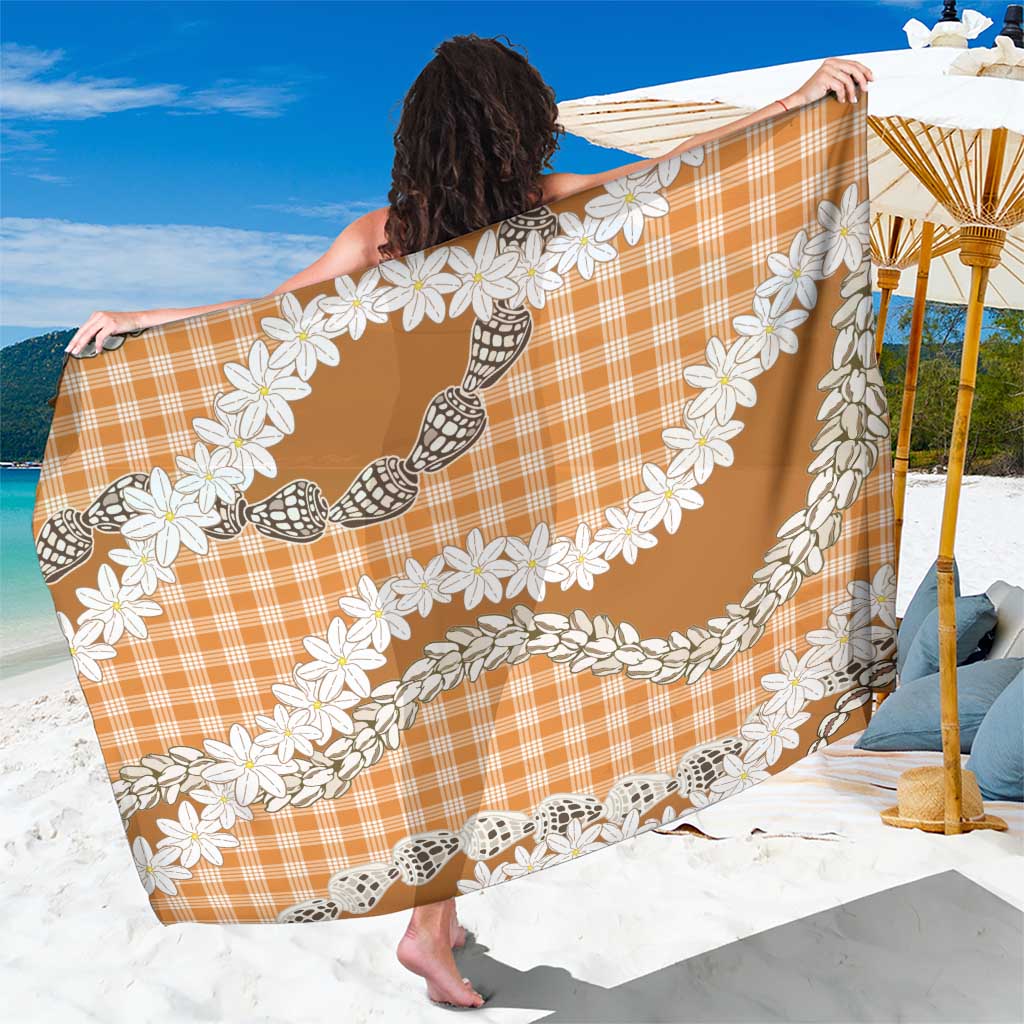 Orange Hawaii Tiare and Shell Lei Sarong Hawaiian Palaka Luxury Vibes - Polynesian Pride