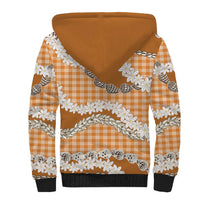 Orange Hawaii Tiare and Shell Lei Sherpa Hoodie Hawaiian Palaka Luxury Vibes - Polynesian Pride