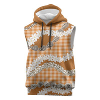 Orange Hawaii Tiare and Shell Lei Sleeveless Hoodie Hawaiian Palaka Luxury Vibes LT14 Orange - Polynesian Pride