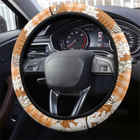 Orange Hawaii Tiare and Shell Lei Steering Wheel Cover Hawaiian Palaka Luxury Vibes - Polynesian Pride