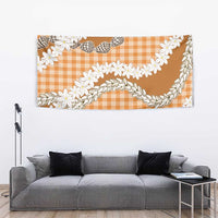 Orange Hawaii Tiare and Shell Lei Tapestry Hawaiian Palaka Luxury Vibes - Polynesian Pride