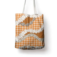 Orange Hawaii Tiare and Shell Lei Tote Bag Hawaiian Palaka Luxury Vibes - Polynesian Pride