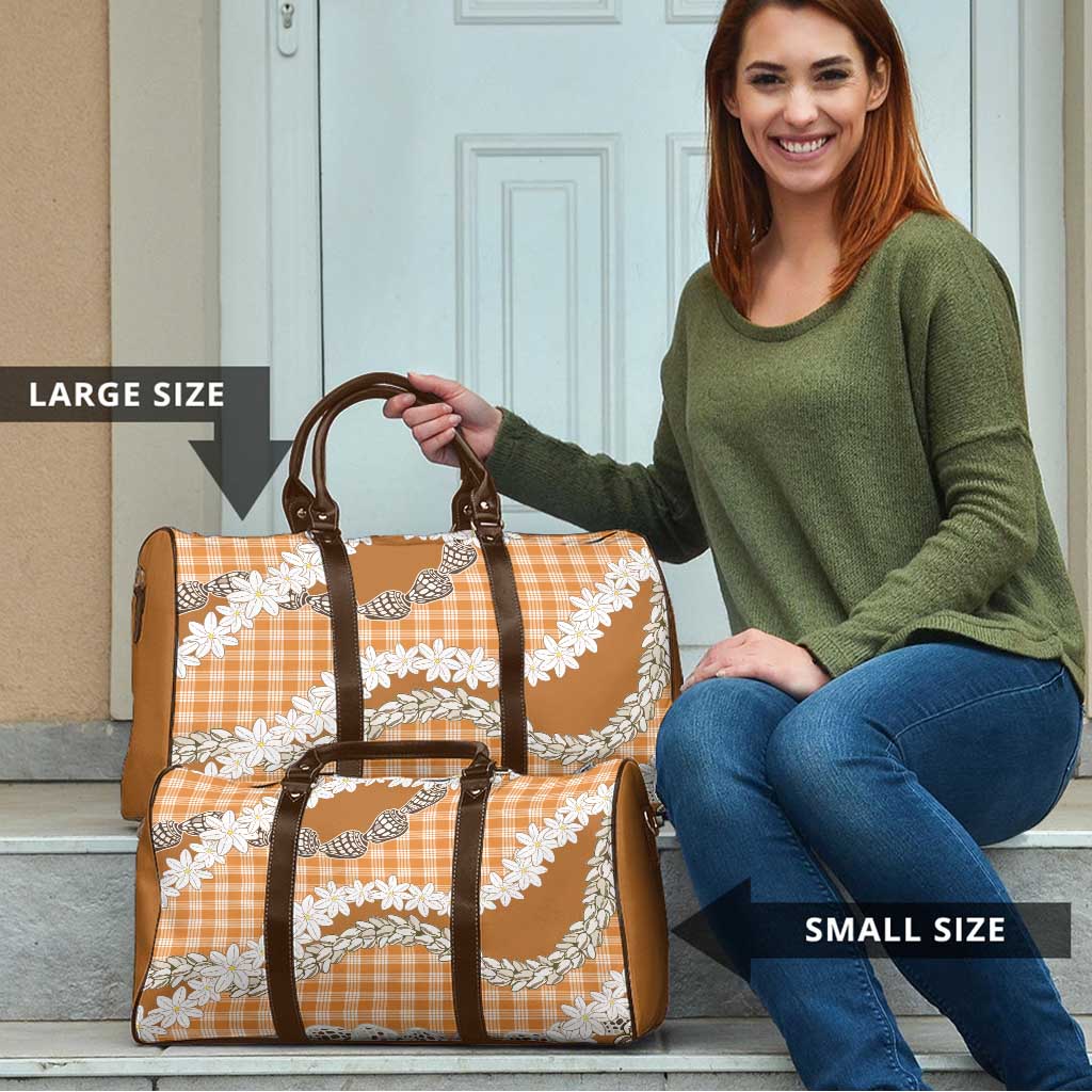 Orange Hawaii Tiare and Shell Lei Travel Bag Hawaiian Palaka Luxury Vibes - Polynesian Pride