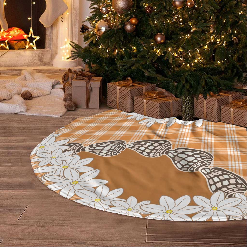 Orange Hawaii Tiare and Shell Lei Tree Skirt Hawaiian Palaka Luxury Vibes LT14 - Polynesian Pride