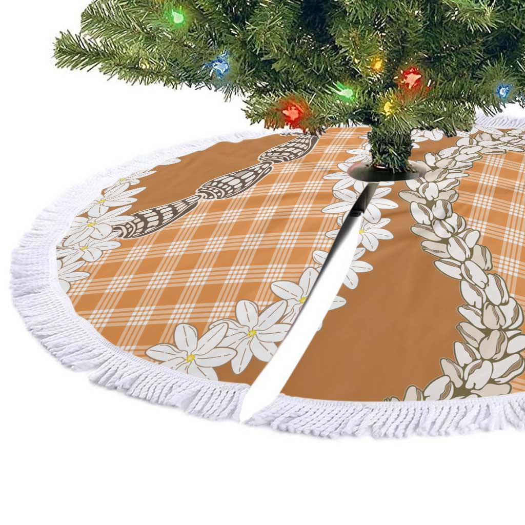 Orange Hawaii Tiare and Shell Lei Tree Skirt Hawaiian Palaka Luxury Vibes LT14 - Polynesian Pride