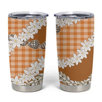Orange Hawaii Tiare and Shell Lei Tumbler Cup Hawaiian Palaka Luxury Vibes - Polynesian Pride