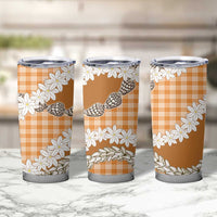 Orange Hawaii Tiare and Shell Lei Tumbler Cup Hawaiian Palaka Luxury Vibes - Polynesian Pride