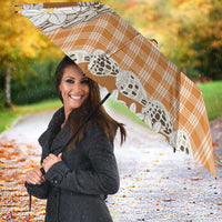 Orange Hawaii Tiare and Shell Lei Umbrella Hawaiian Palaka Luxury Vibes LT14 - Polynesian Pride