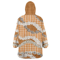 Orange Hawaii Tiare and Shell Lei Wearable Blanket Hoodie Hawaiian Palaka Luxury Vibes LT14 - Polynesian Pride