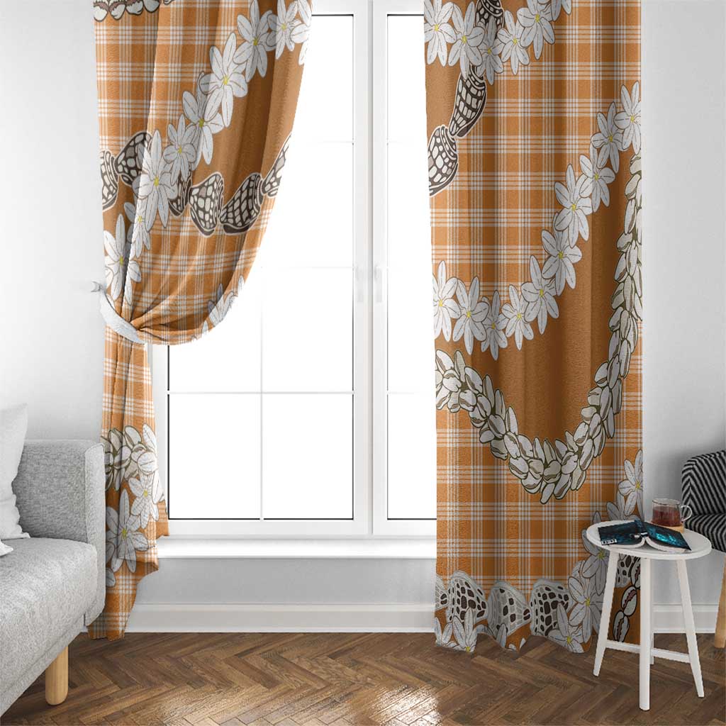 Orange Hawaii Tiare and Shell Lei Window Curtain Hawaiian Palaka Luxury Vibes - Polynesian Pride