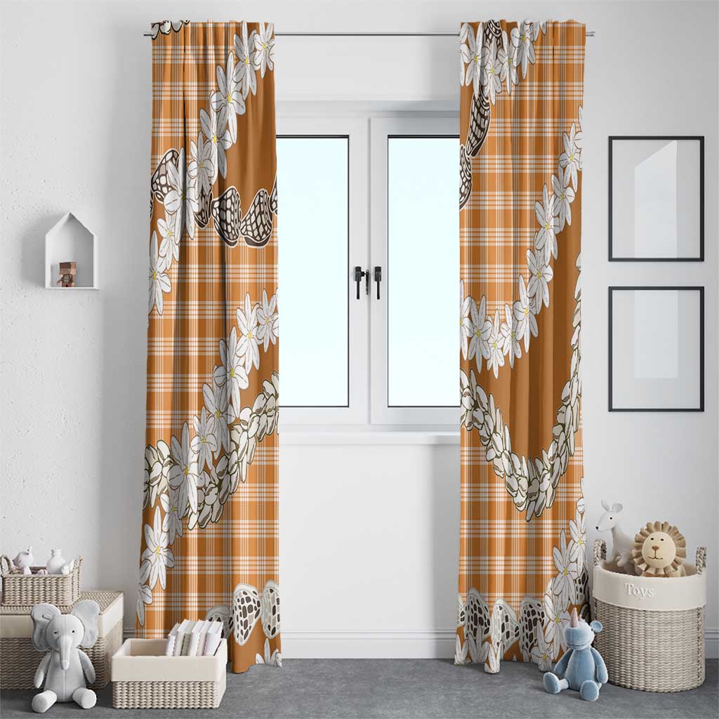 Orange Hawaii Tiare and Shell Lei Window Curtain Hawaiian Palaka Luxury Vibes - Polynesian Pride