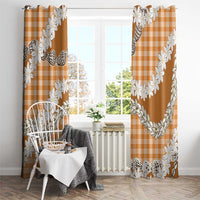 Orange Hawaii Tiare and Shell Lei Window Curtain Hawaiian Palaka Luxury Vibes - Polynesian Pride
