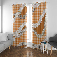 Orange Hawaii Tiare and Shell Lei Window Curtain Hawaiian Palaka Luxury Vibes - Polynesian Pride