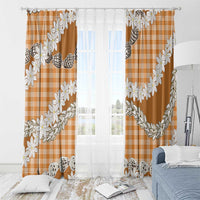 Orange Hawaii Tiare and Shell Lei Window Curtain Hawaiian Palaka Luxury Vibes - Polynesian Pride