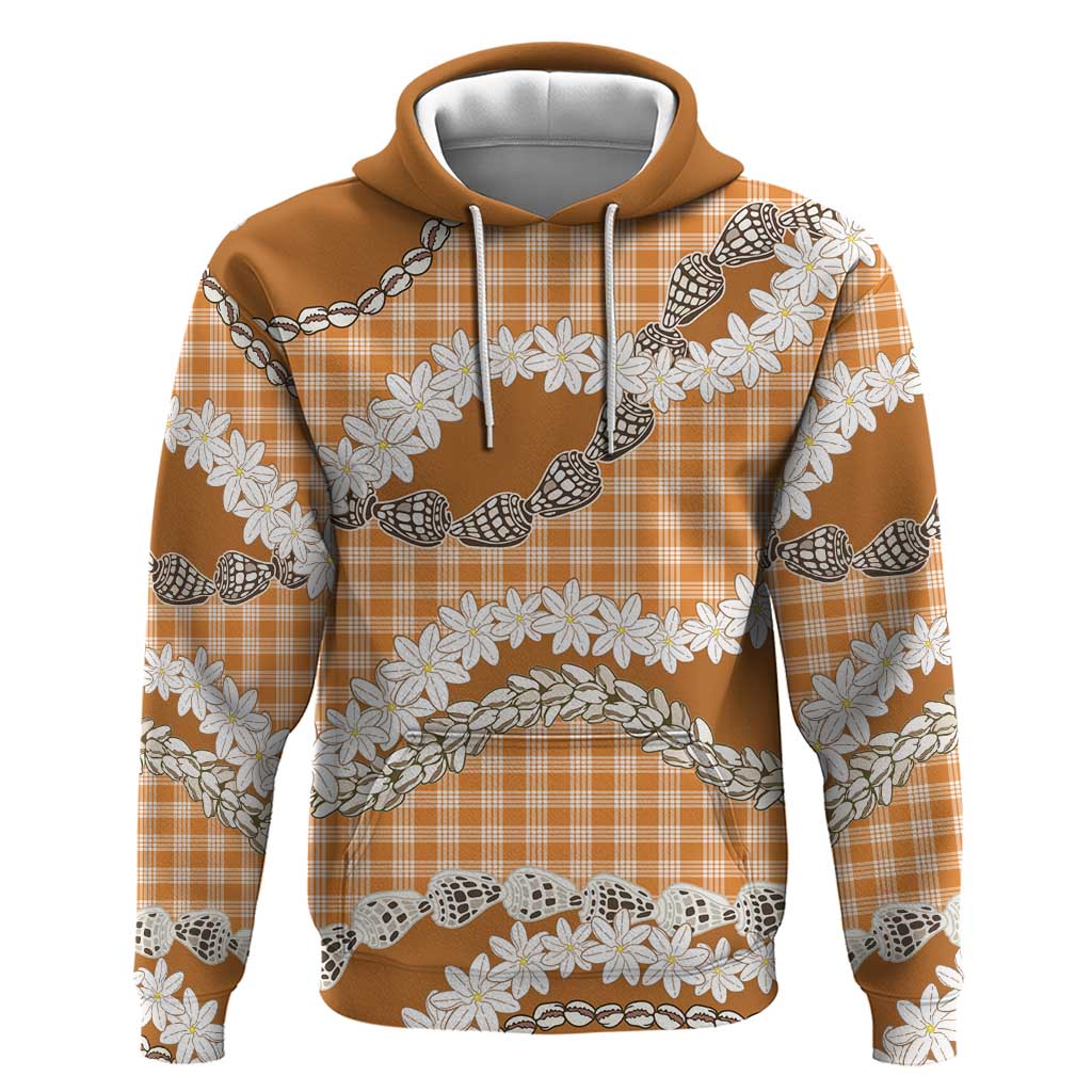 Orange Hawaii Tiare and Shell Lei Zip Hoodie Hawaiian Palaka Luxury Vibes LT14 Pullover Hoodie Orange - Polynesian Pride