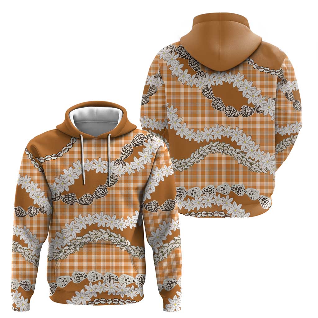 Orange Hawaii Tiare and Shell Lei Zip Hoodie Hawaiian Palaka Luxury Vibes LT14 - Polynesian Pride