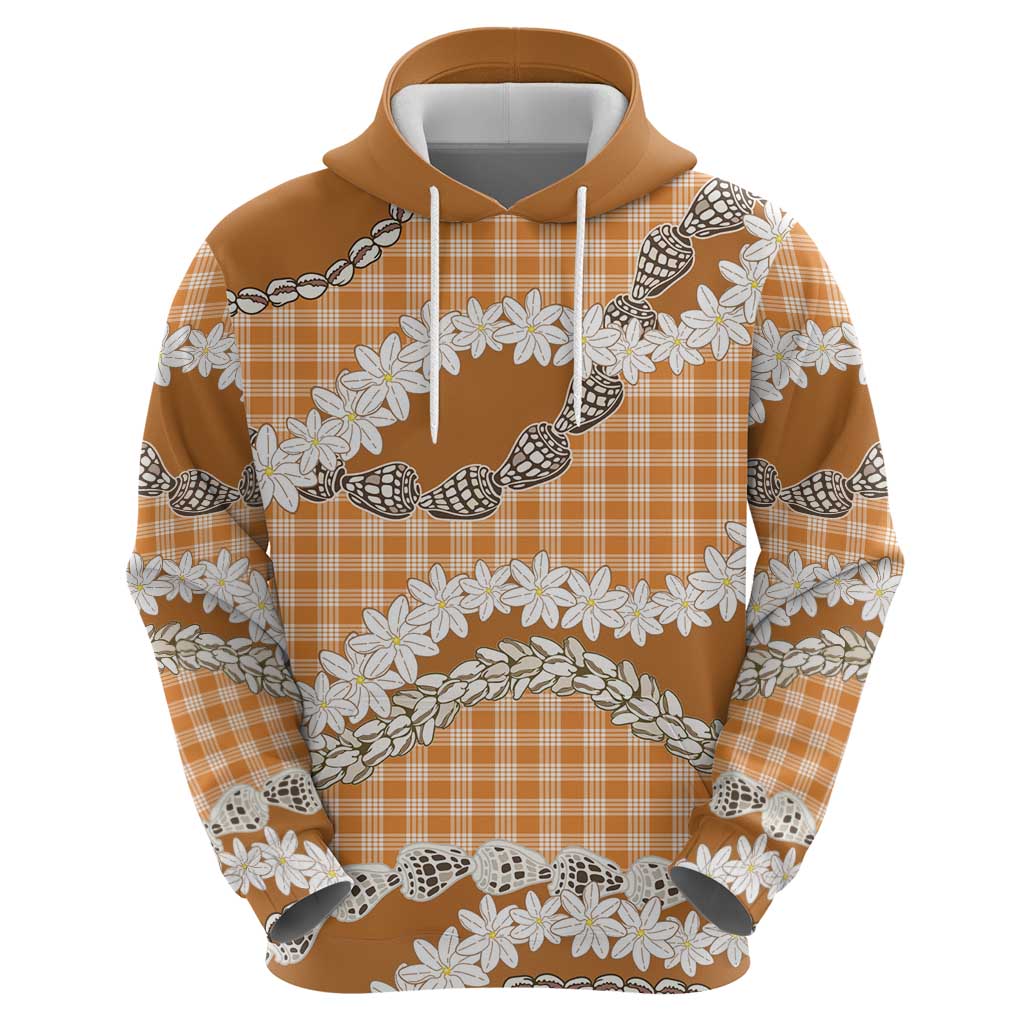 Orange Hawaii Tiare and Shell Lei Zip Hoodie Hawaiian Palaka Luxury Vibes LT14 - Polynesian Pride
