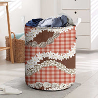 Red Hawaii Tiare and Shell Lei Laundry Basket Hawaiian Palaka Luxury Vibes LT14 Red - Polynesian Pride