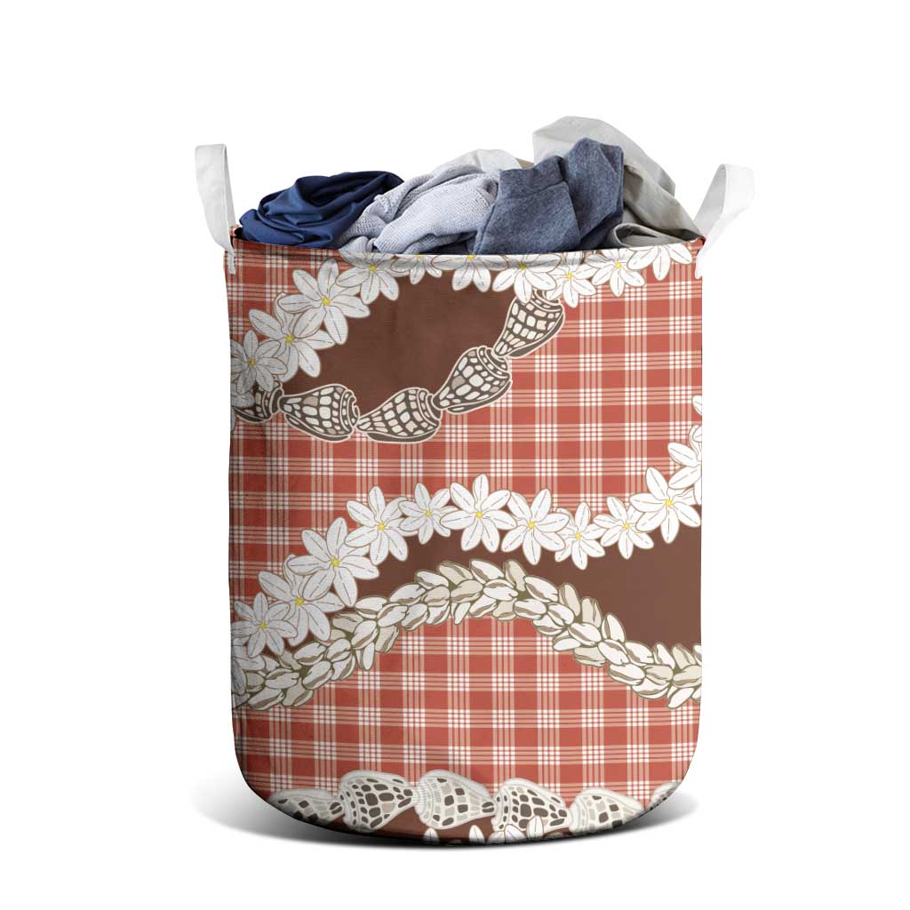 Red Hawaii Tiare and Shell Lei Laundry Basket Hawaiian Palaka Luxury Vibes LT14 - Polynesian Pride