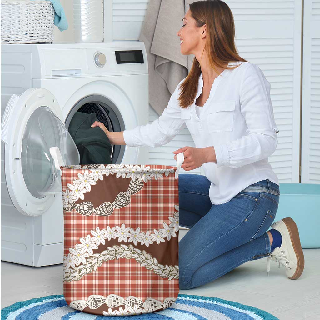 Red Hawaii Tiare and Shell Lei Laundry Basket Hawaiian Palaka Luxury Vibes LT14 - Polynesian Pride