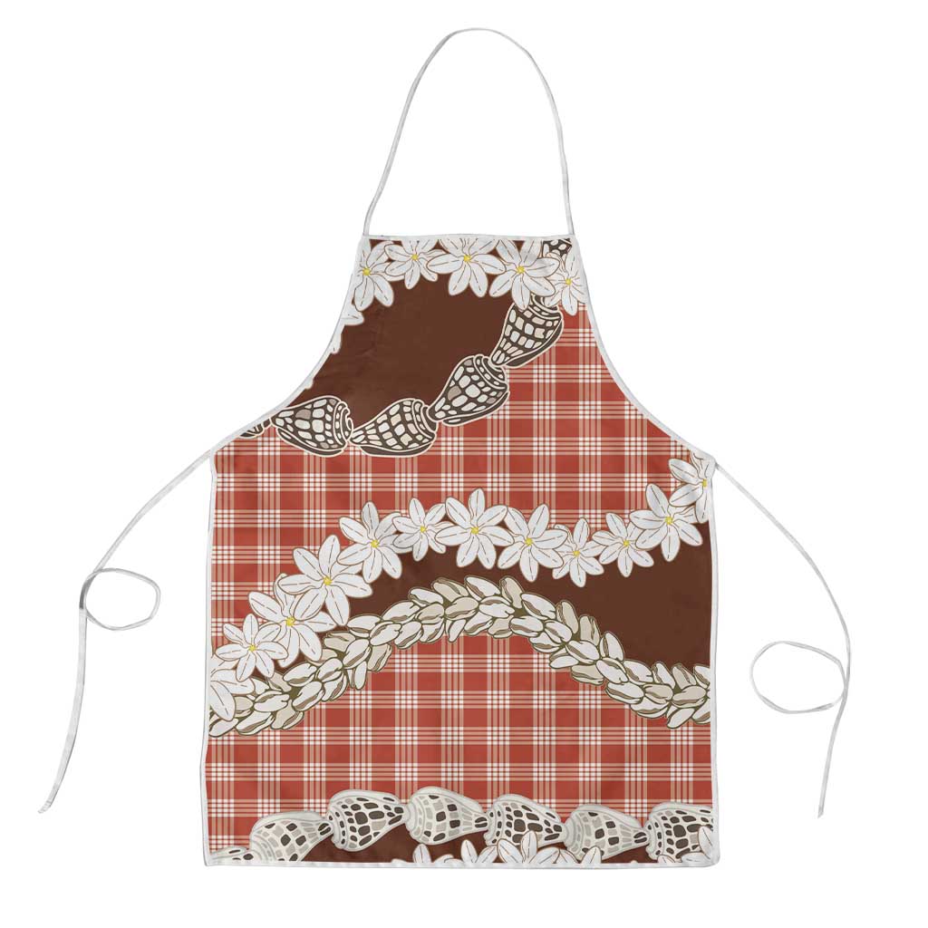 Red Hawaii Tiare and Shell Lei Apron Hawaiian Palaka Luxury Vibes - Polynesian Pride