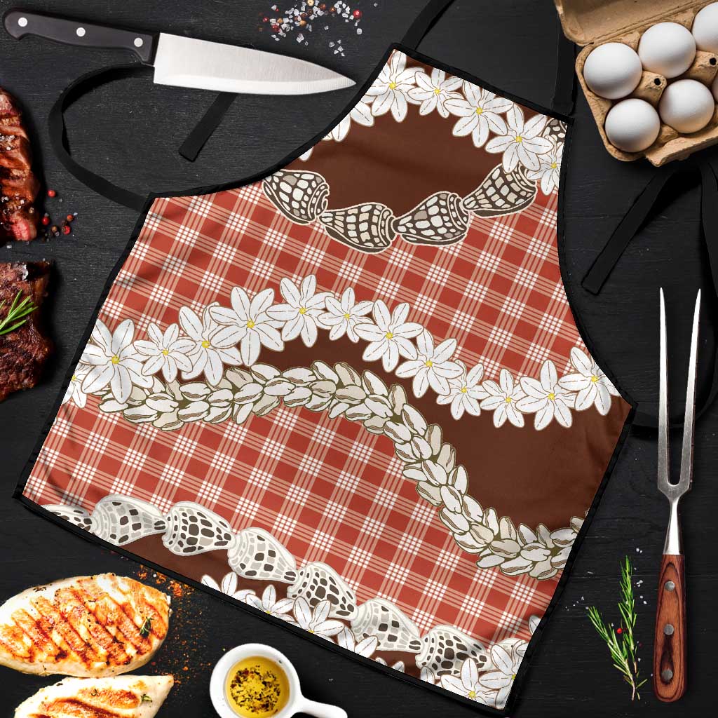 Red Hawaii Tiare and Shell Lei Apron Hawaiian Palaka Luxury Vibes - Polynesian Pride