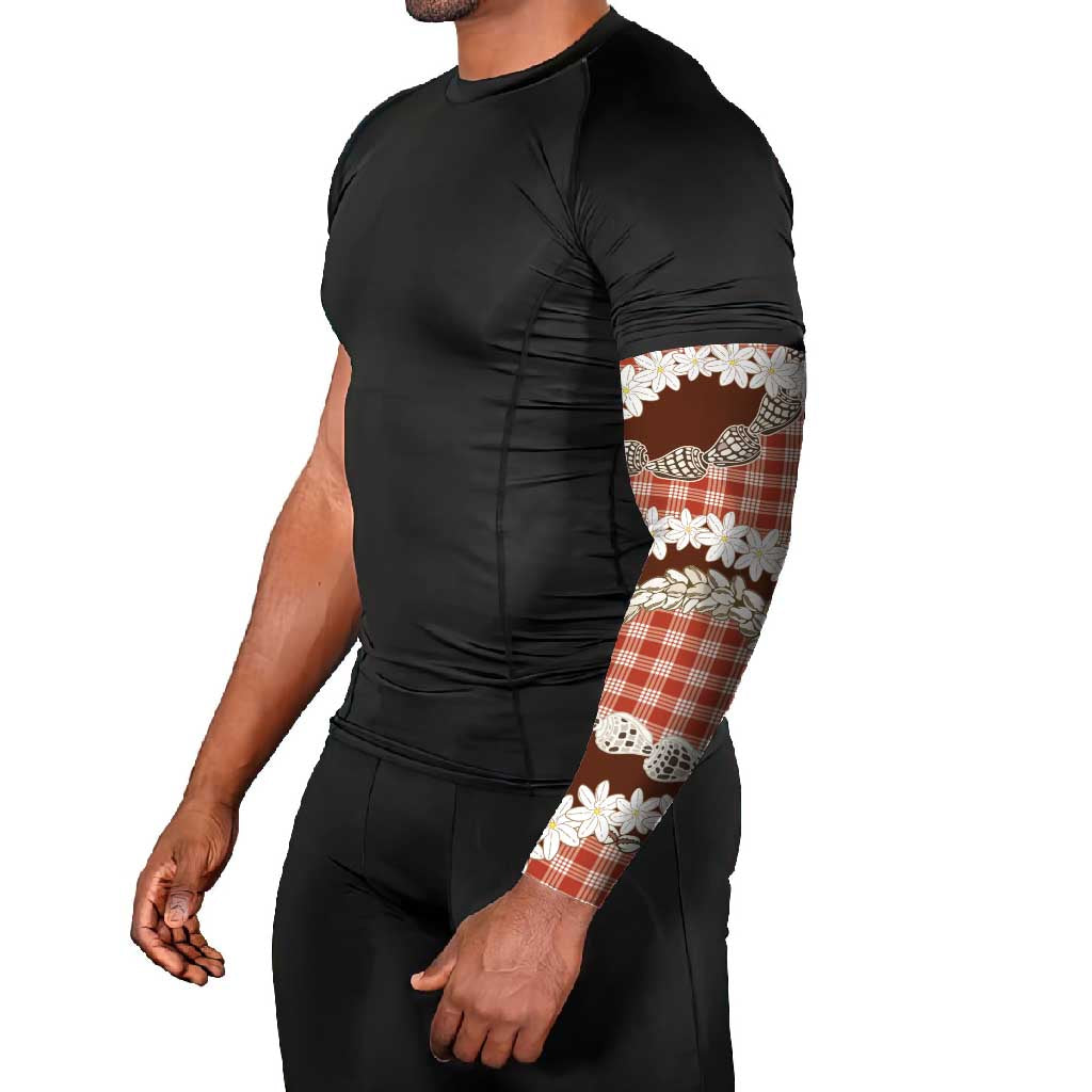 Red Hawaii Tiare and Shell Lei Arm Sleeves Hawaiian Palaka Luxury Vibes LT14 - Polynesian Pride