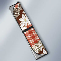 Red Hawaii Tiare and Shell Lei Auto Sun Shade Hawaiian Palaka Luxury Vibes - Polynesian Pride