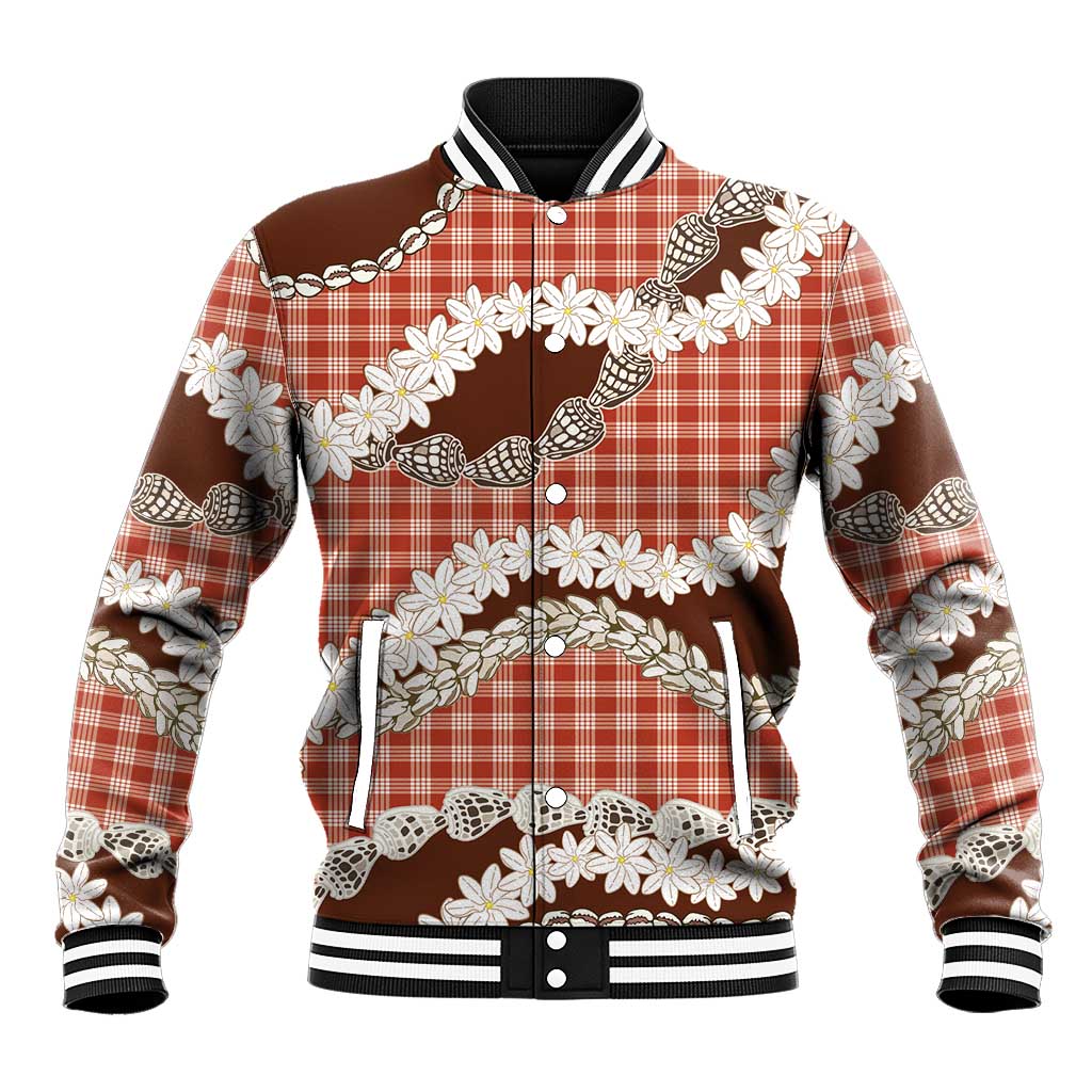 Red Hawaii Tiare and Shell Lei Baseball Jacket Hawaiian Palaka Luxury Vibes LT14 Unisex Red - Polynesian Pride