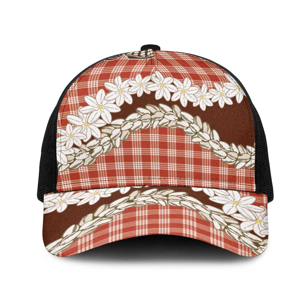 Red Hawaii Tiare and Shell Lei Baseball Net Cap Hawaiian Palaka Luxury Vibes LT14 One Size Black Red - Polynesian Pride