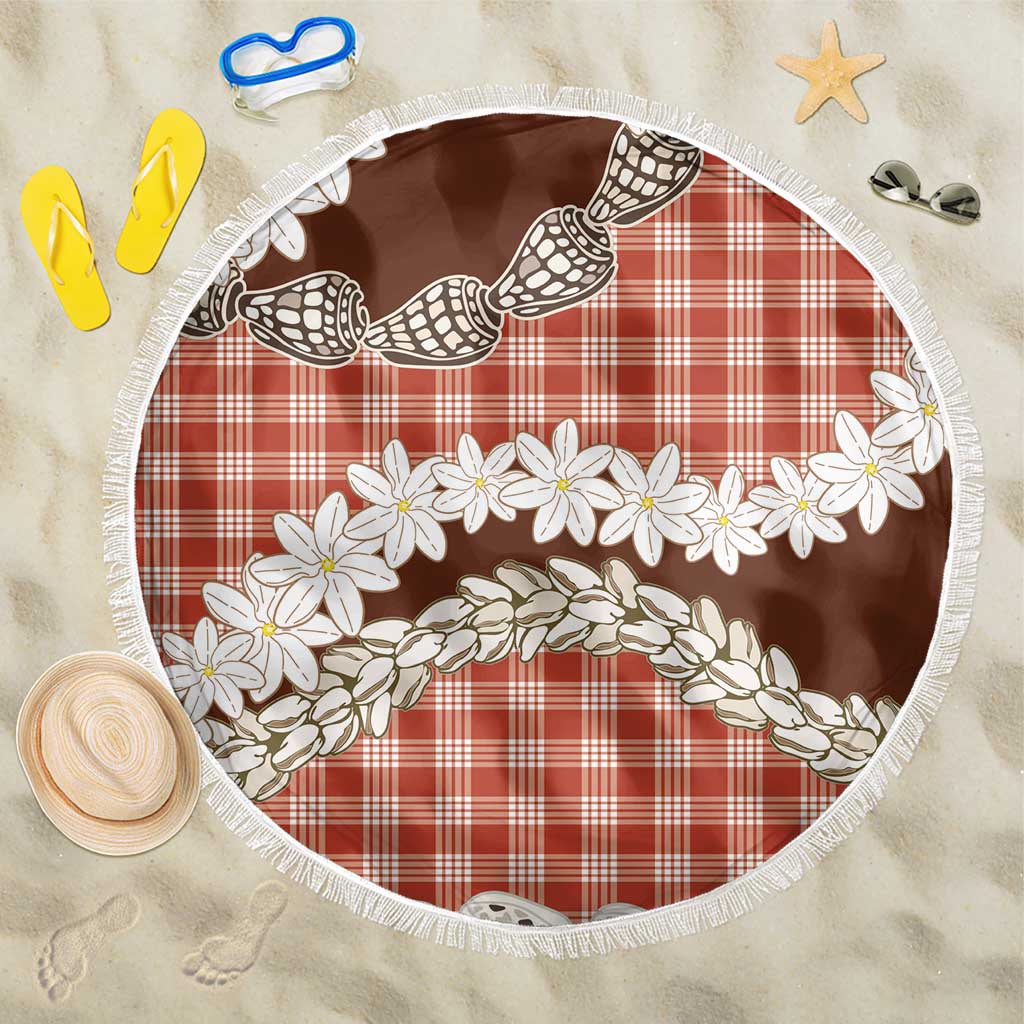 Red Hawaii Tiare and Shell Lei Beach Blanket Hawaiian Palaka Luxury Vibes - Polynesian Pride