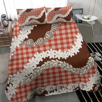 Red Hawaii Tiare and Shell Lei Bedding Set Hawaiian Palaka Luxury Vibes - Polynesian Pride