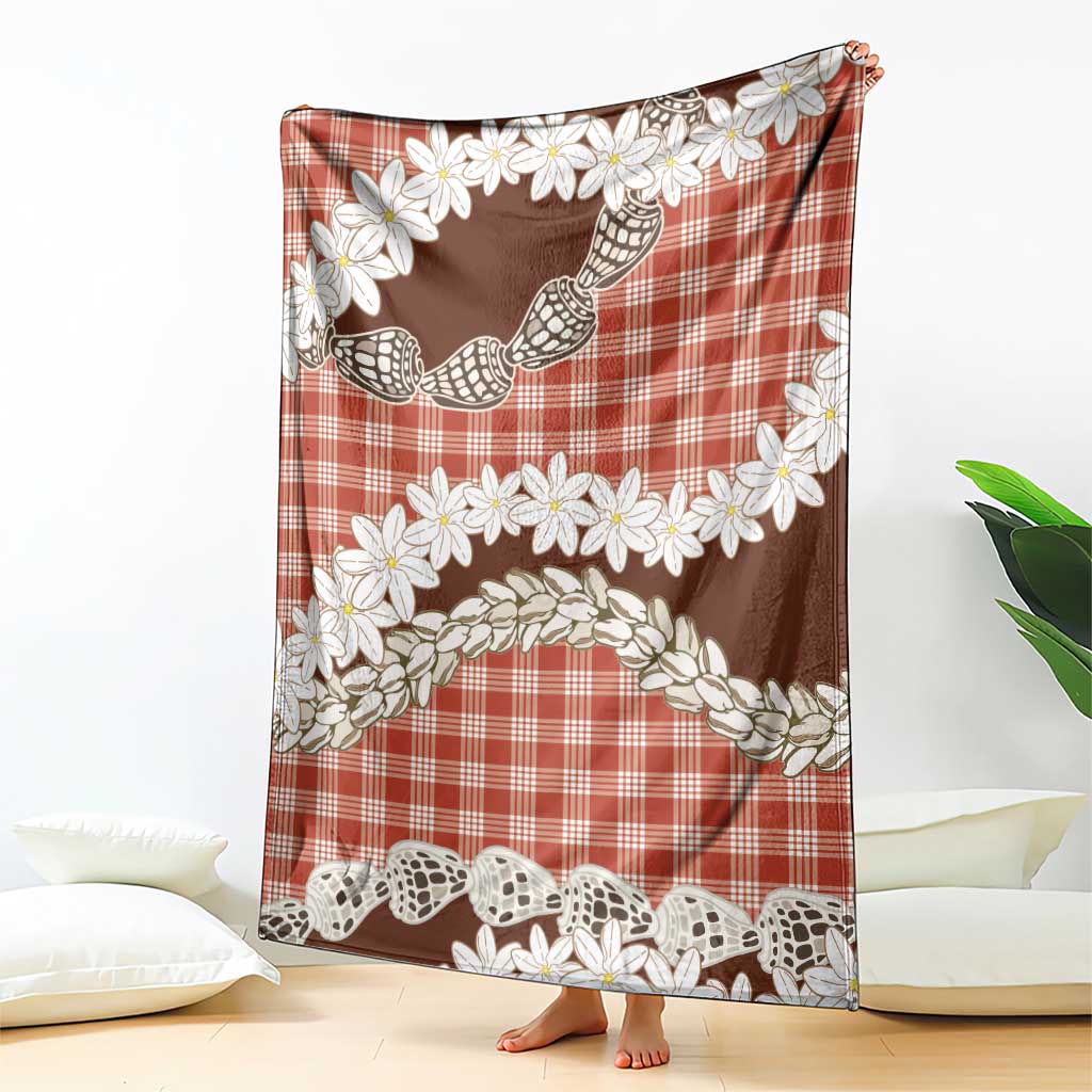 Red Hawaii Tiare and Shell Lei Blanket Hawaiian Palaka Luxury Vibes - Polynesian Pride