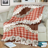 Red Hawaii Tiare and Shell Lei Blanket Hawaiian Palaka Luxury Vibes - Polynesian Pride