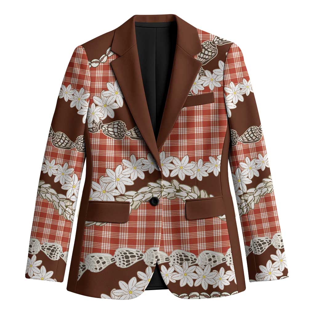 Red Hawaii Tiare and Shell Lei Blazer Hawaiian Palaka Luxury Vibes - Polynesian Pride