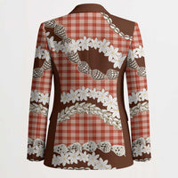 Red Hawaii Tiare and Shell Lei Blazer Hawaiian Palaka Luxury Vibes - Polynesian Pride