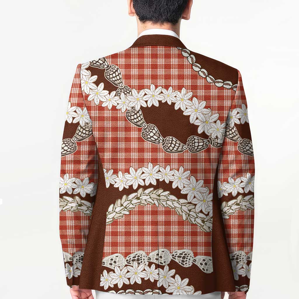 Red Hawaii Tiare and Shell Lei Blazer Hawaiian Palaka Luxury Vibes - Polynesian Pride