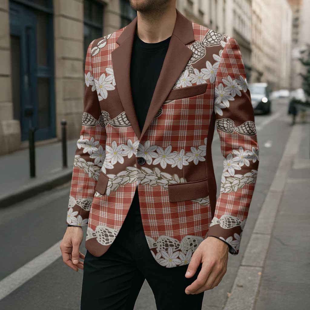 Red Hawaii Tiare and Shell Lei Blazer Hawaiian Palaka Luxury Vibes - Polynesian Pride