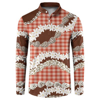 Red Hawaii Tiare and Shell Lei Button Sweatshirt Hawaiian Palaka Luxury Vibes LT14 Red - Polynesian Pride