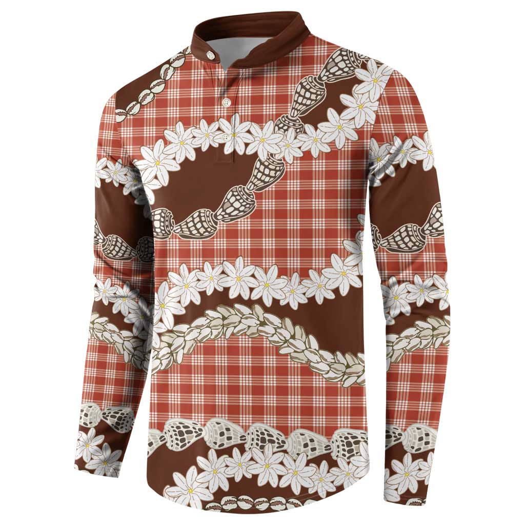 Red Hawaii Tiare and Shell Lei Button Sweatshirt Hawaiian Palaka Luxury Vibes LT14 - Polynesian Pride