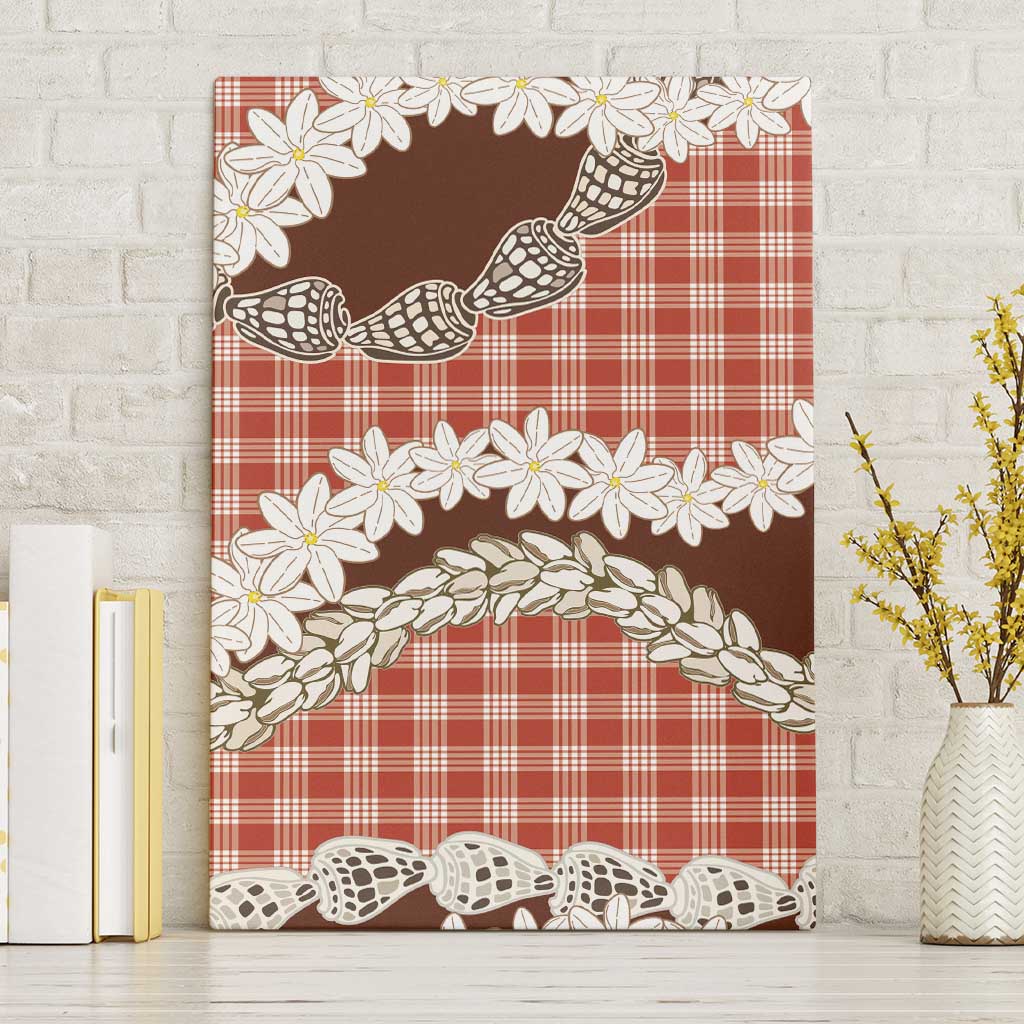 Red Hawaii Tiare and Shell Lei Canvas Wall Art Hawaiian Palaka Luxury Vibes LT14 Without Frame Red - Polynesian Pride