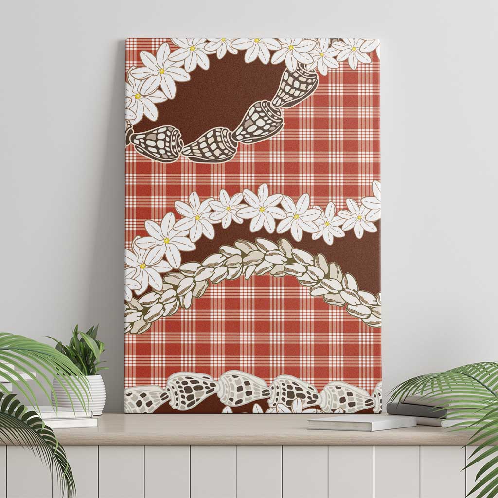 Red Hawaii Tiare and Shell Lei Canvas Wall Art Hawaiian Palaka Luxury Vibes LT14 - Polynesian Pride