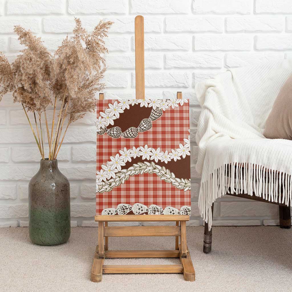 Red Hawaii Tiare and Shell Lei Canvas Wall Art Hawaiian Palaka Luxury Vibes LT14 - Polynesian Pride