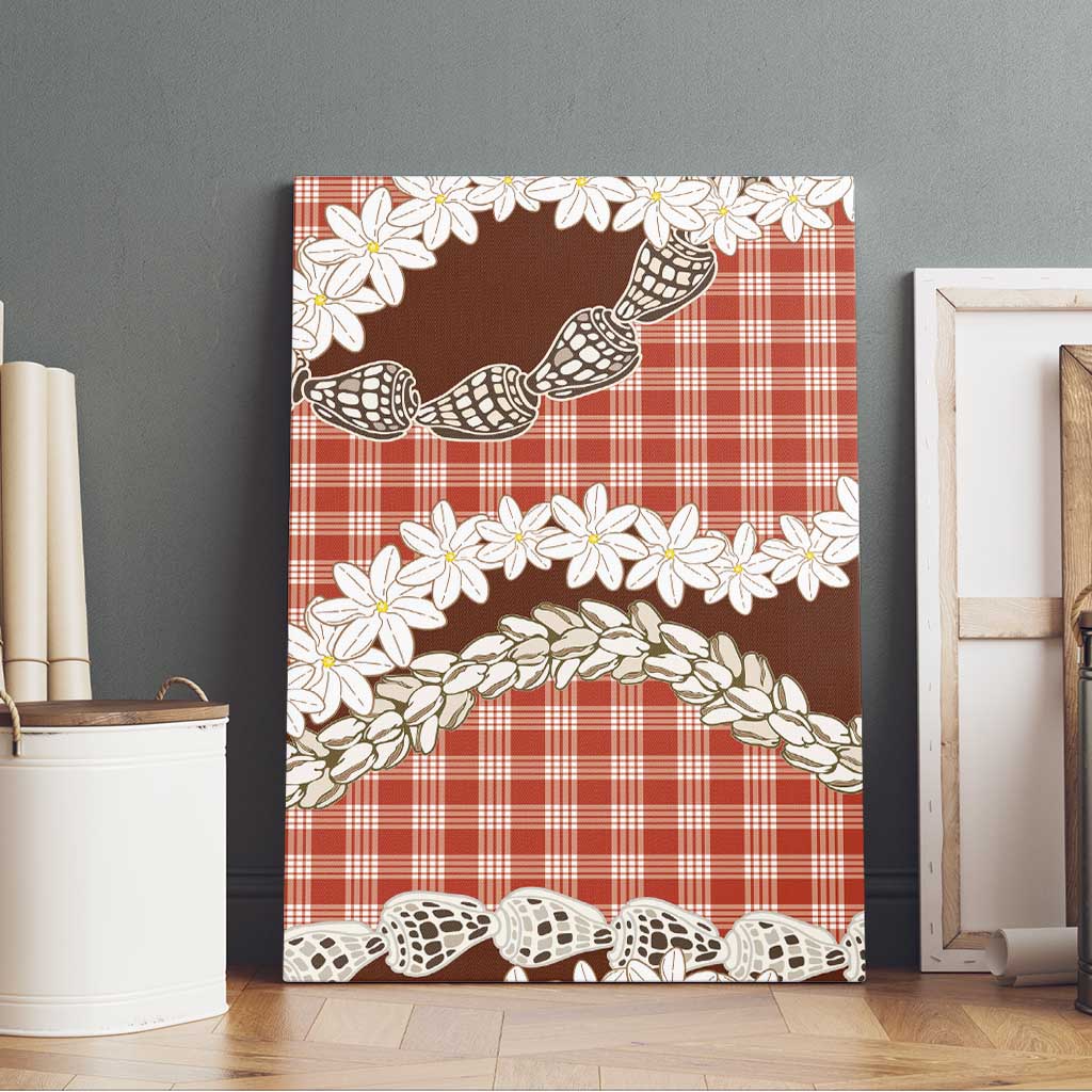 Red Hawaii Tiare and Shell Lei Canvas Wall Art Hawaiian Palaka Luxury Vibes LT14 - Polynesian Pride